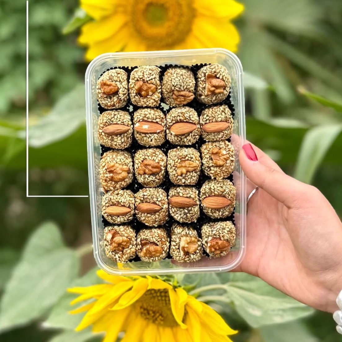 ترافل خرمایی با مغز بادام و گردو (300 گرم)